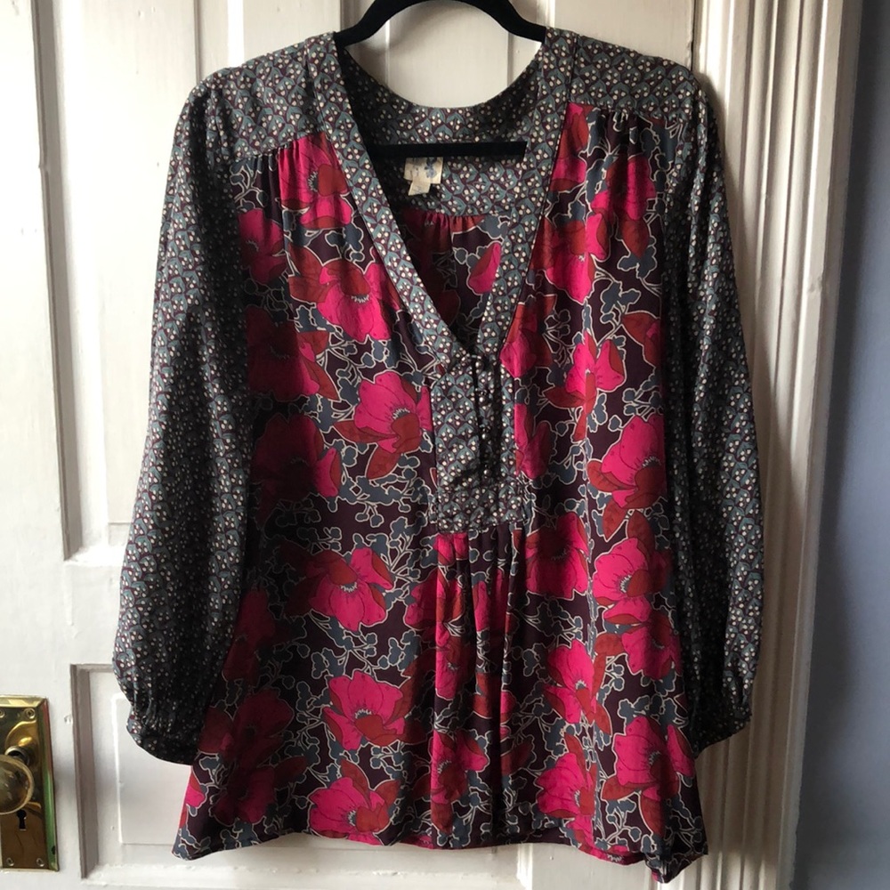 floral silk blouse